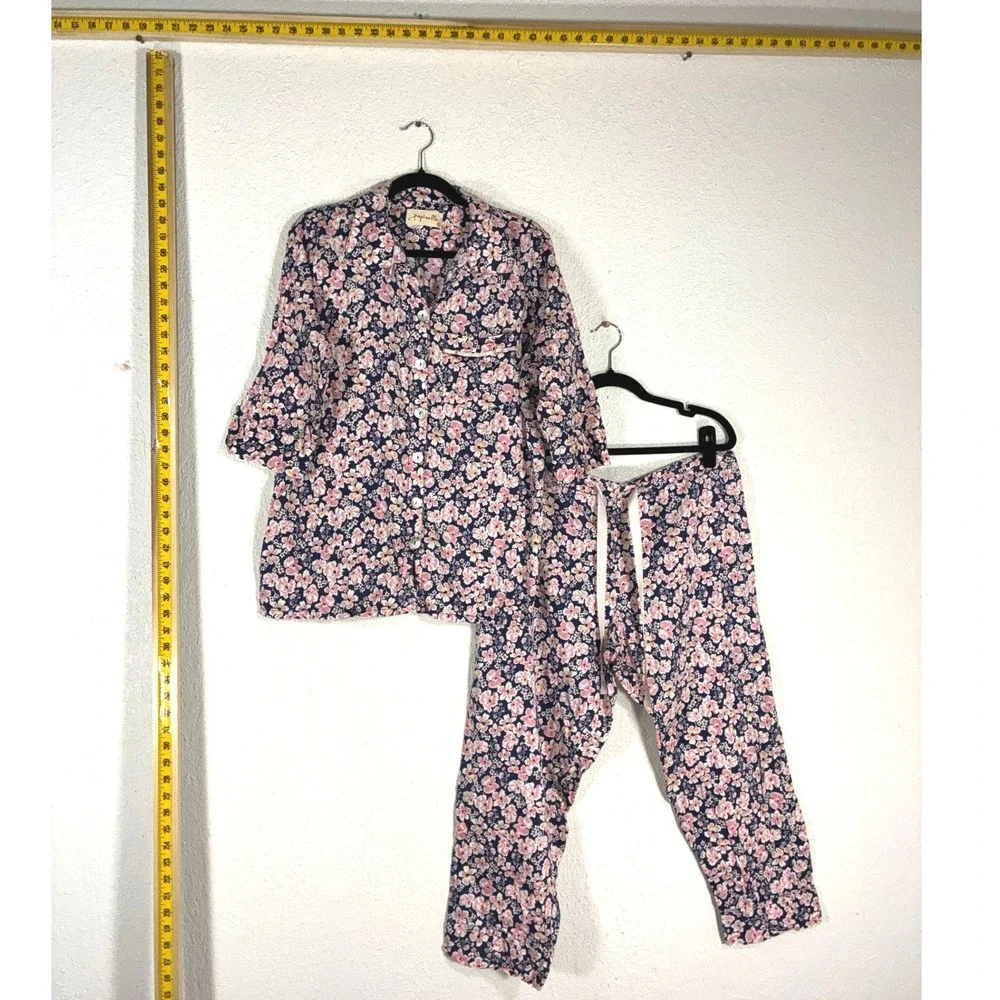 Floral Pink and Navy Women's Pajama Set